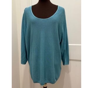 NWT - Coldwater Creek Silk Cotton Pullover top / Size 2X (20-22) / Aqua